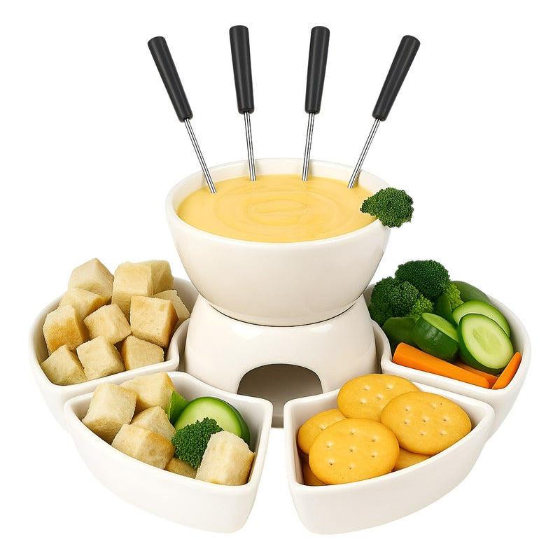 Fondue Queso Juego De Fondue Ceramica Fondue Chocolate 10pcs Blanco