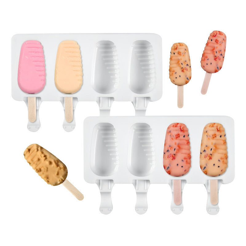X2 Moldes De Silicona Para Helados Molde Helado Paletas 420 Blanco