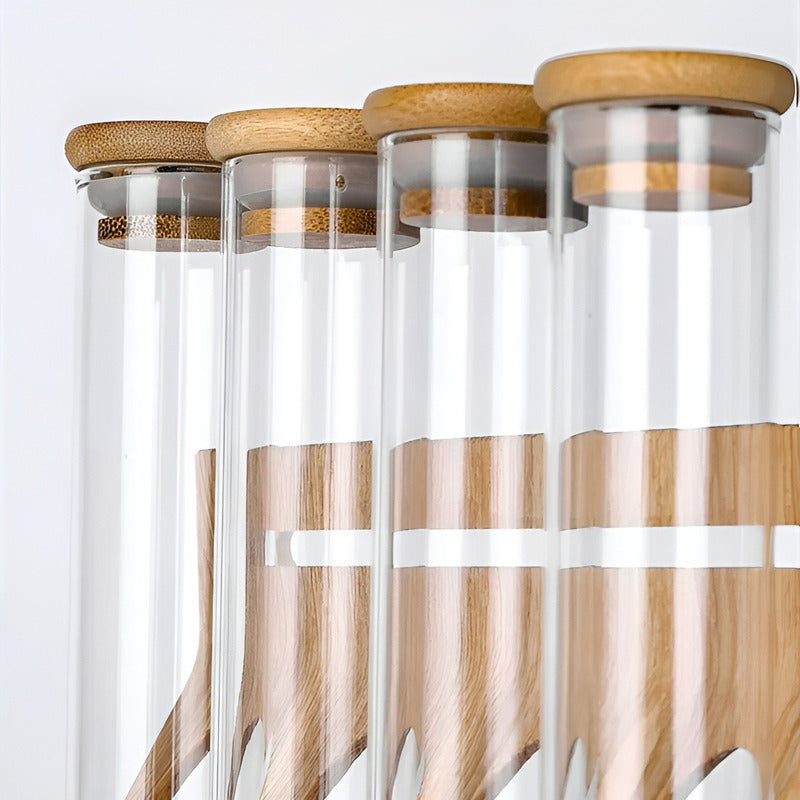 Set Especieros Organizador Condimentos Especieros Cocina 4pz Marrón Claro / Especieros Cocina / 4 Frascos