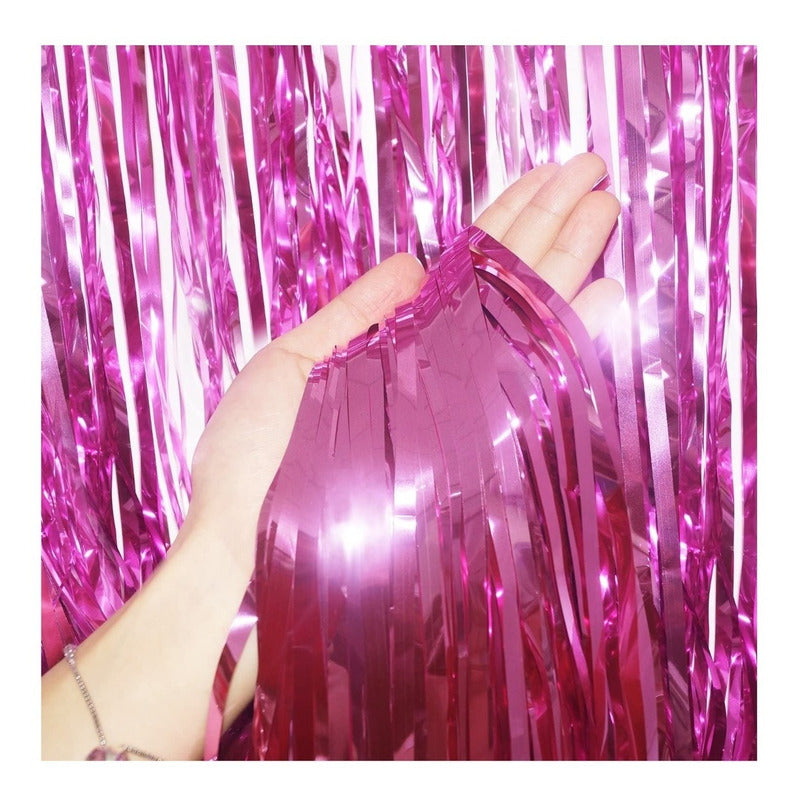 Guirnalda Cortina Metálicas Cortina De Cumpleaños Fucsia 3m
