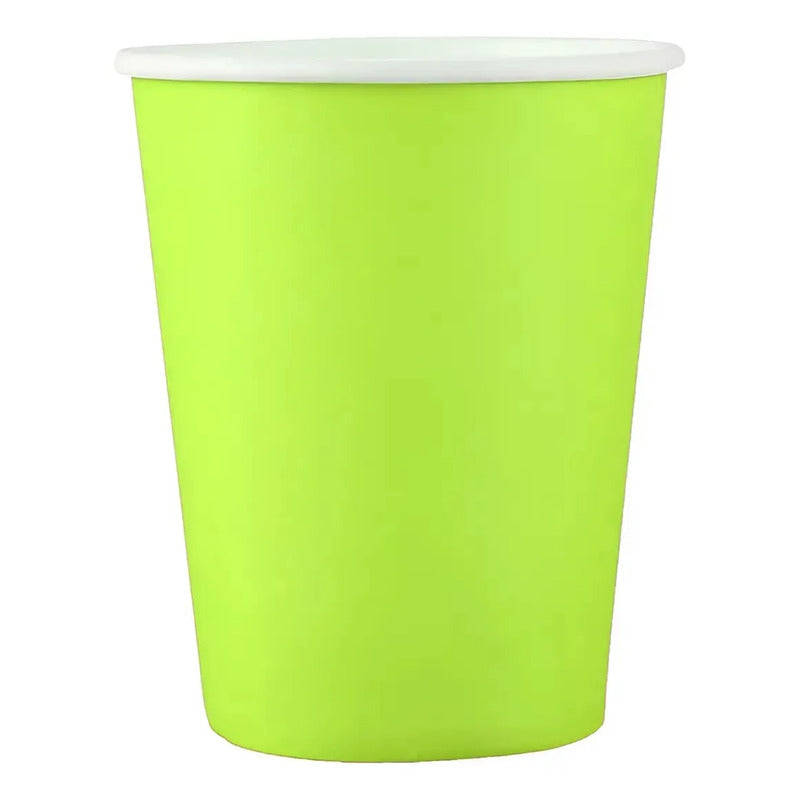 Pack X10 Vasos Desechables Vasos De Cumpleaños Verde 250ml Verde Manzana 1651