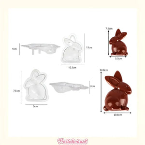2 Moldes De Pascua Molde De Conejo Grande 3d Molde Para Pastel De Chocolate Bomba De Conejito Decoración De Pasteles De... Transparente
