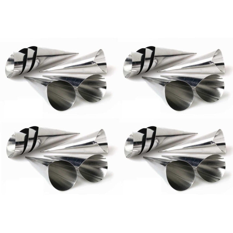 Pack X24 Cono Molde Para Cannoli Cachito Croissant Pan Danes Gris