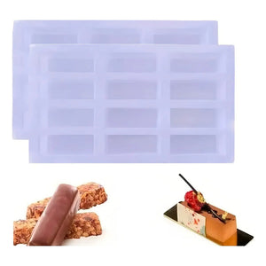 2 Molde Silicona Barra Cereal Chocolate Molde Silicona Barra Gris Claro Multicolor