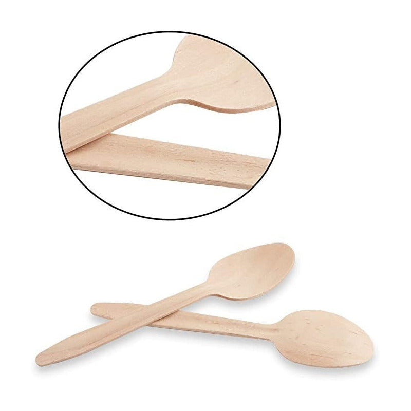 X100 Cucharas Postres Cucharas Desechables Cucharas Helado Madera Desechable