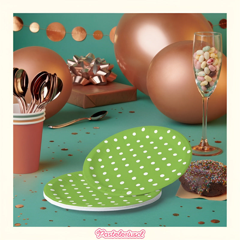 Vasos Desechables Suministros Fiestas Platos De Papel 18cm Verde Lima