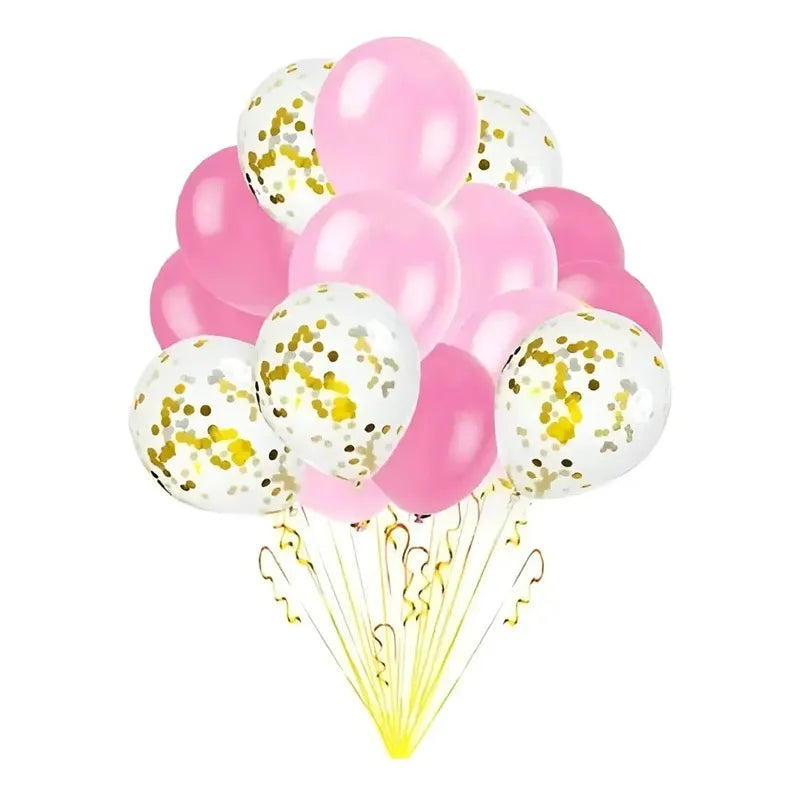 8 Globos Decoracion Cumpleaños Globos Metalico Corazon 3096 Rosado, Negro, Blanco