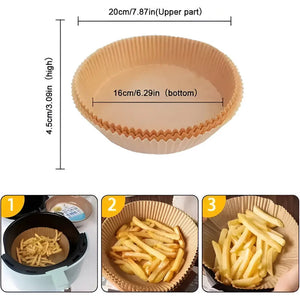 Pack 200 Papel Para Freidora Air Fryer Forro Antihaderente Beige