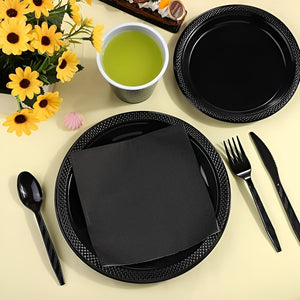Set Cumpleaños Vasos Servilletas Platos Desechables 20 P/p Negro