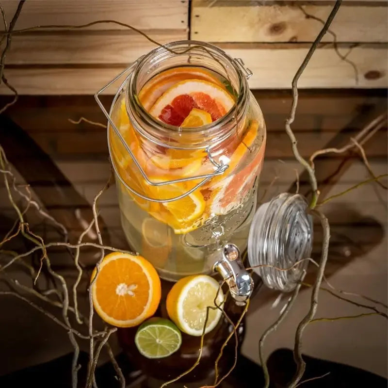 Dispensador De Bebidas Jarro De Vidrio Para Jugos Jarra 3.8l Dispensador Portátil Con Grifo Dispensador De Barril... Transparentes