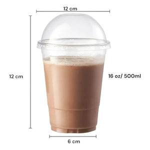 50 Vaso Desechable Plasticos Vaso Tapa Domo Con Hoyo 500ml Transparente