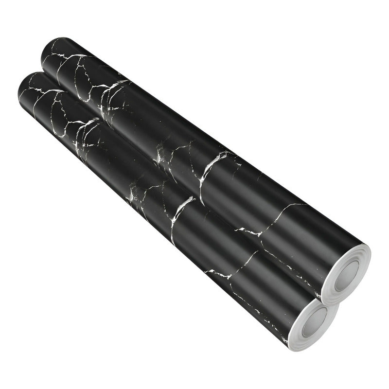 2 Papel Mural Pvc Autoadhesivo Papel Para Pared Marmol 10mts Negro