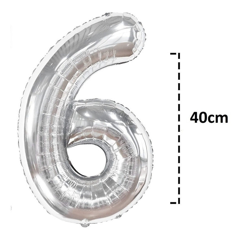 Globo Forma De Numero Globo Metalico Plateado Numero 40cm
