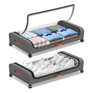 2 Cajas Almacenamiento Caja Organizadora Grande Cajones 80cm Gris Oscuro Lisa