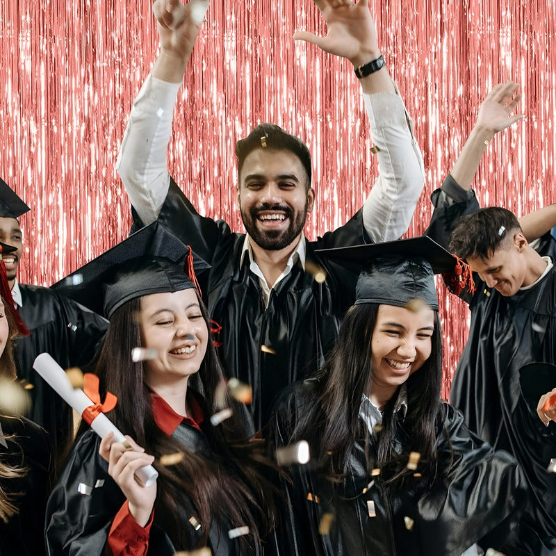 Guirnalda Cortina Metalica Cortina Decorativa Cumpleaños Rosa Gold 111574