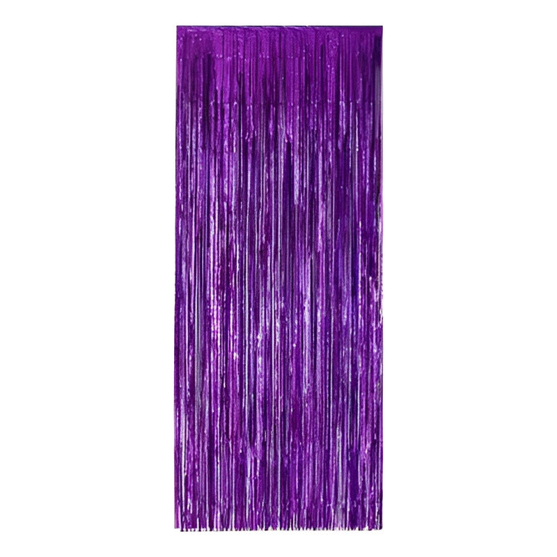Guirnalda Cortina De Cumpleaños Decoracion Cortina Metálicas Violeta Oscuro Cortina Metalica 2x1mts