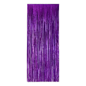 Guirnalda Cortina De Cumpleaños Decoracion Cortina Metálicas Violeta Oscuro Cortina Metalica 2x1mts