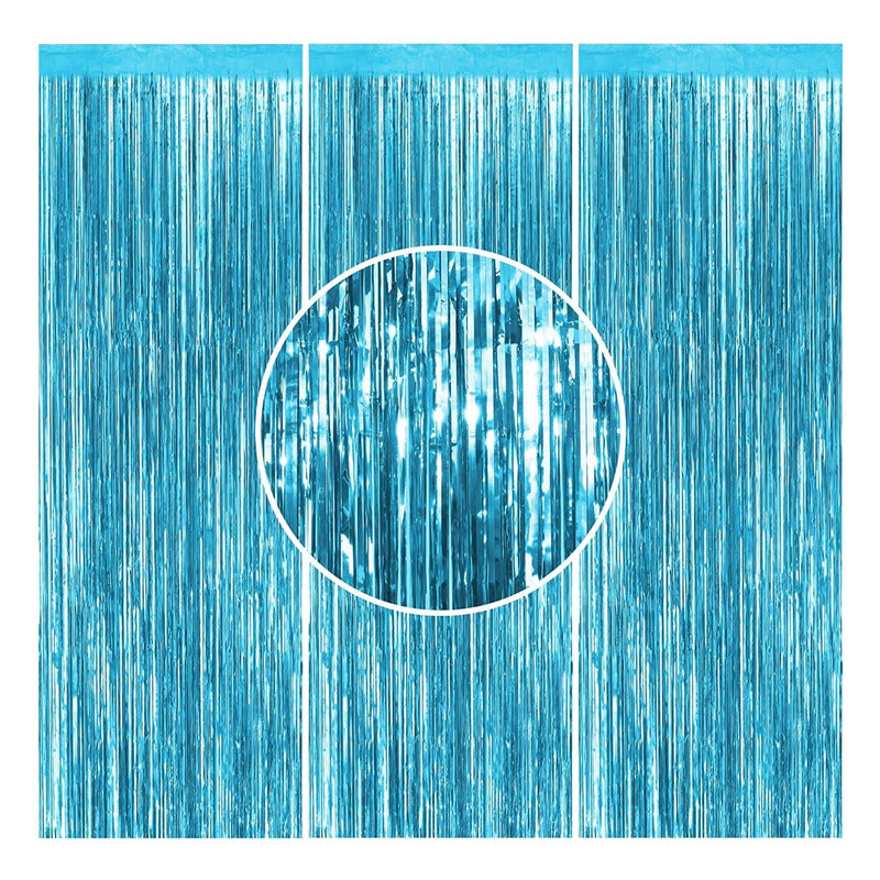 Guirnalda Cortina Metálica Cortina Cumpleaños Decoracion 2m Azul Claro