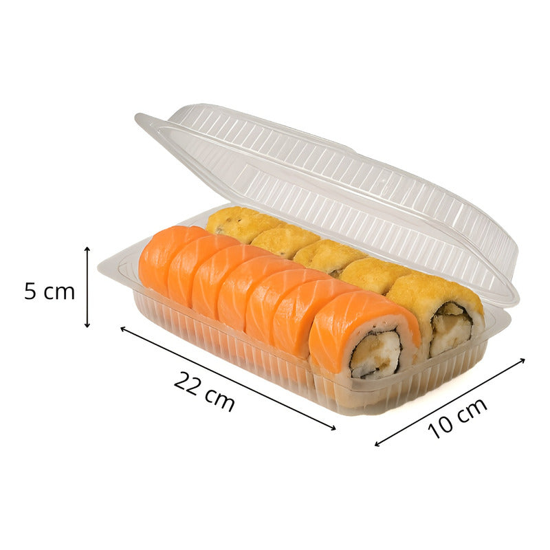 200 Envases Para Sushi Bandeja Plastica Transparente 2 Rolls Transparente/ Envase Para Sushi 2 Rolls