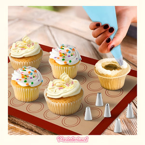 Lamina De Silicona Horno Silpat Silicona Tapete 30 Macarrons - Rojo Con Beige