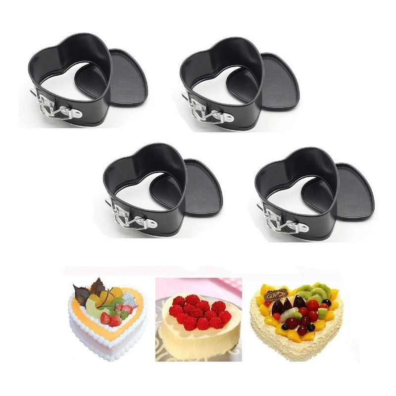 Pack X4 Moldes Torta Corazon Moldes De Queque Molde Pequeño Gris