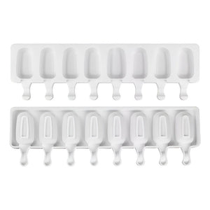 Pack De 2 Moldes De Silicona Para Helados Con 8 Cavidades Color Blanco Pastelería Cl