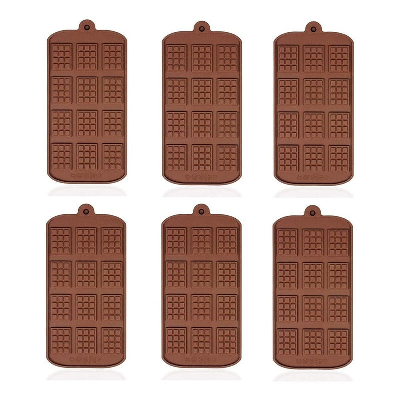 6 Moldes De Chocolate Molde Barra Chocolate Silicona Barrita Marrón