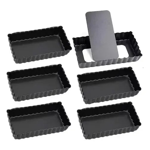 Pack De 6 Moldes Rectangulares Para Mini Tartaletas Con Base Desmontable Antiadherente Gris