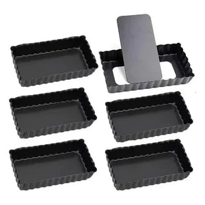 Pack De 6 Moldes Rectangulares Para Mini Tartaletas Con Base Desmontable Antiadherente Gris