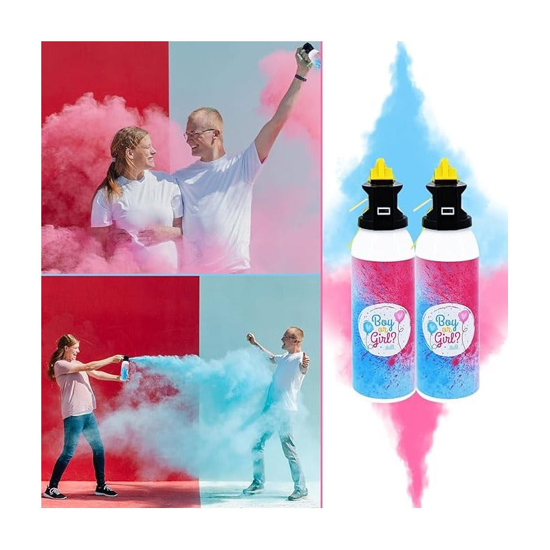 Set 4 Extintor Humo Revelacion De Genero Cañon Spray Color Rosado