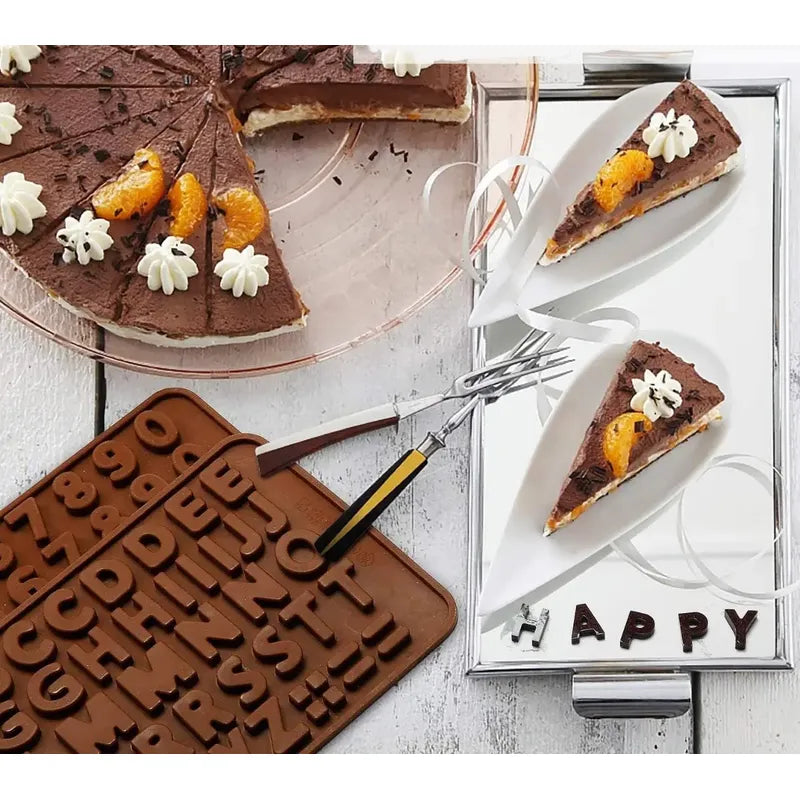 2x Molde De Letras Moldes Para Chocolates Insumos Reposteria Moldes Chocolate Moldes De Silicona Molde Doble Abecedario... Marrón Claro