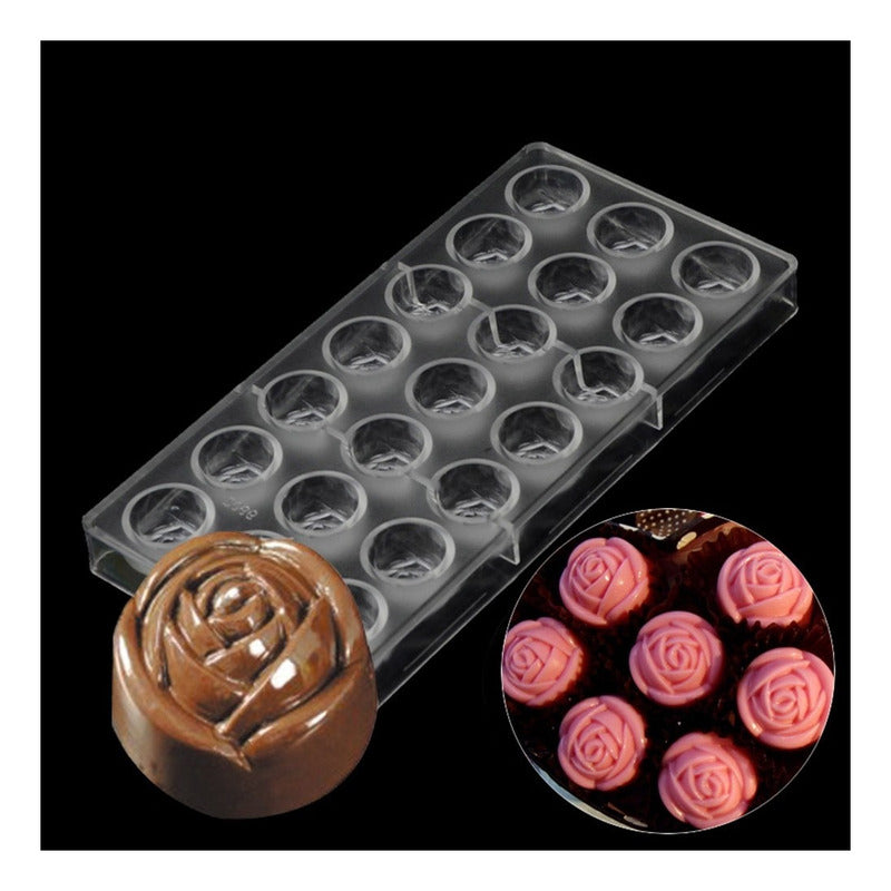 Pack X2 Molde Chocolate Acrilico Molde De Chocolate Rosas Transparente