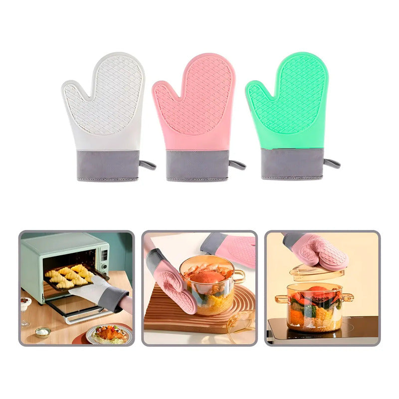 Guante Silicona Para Horno Toma Olla Guantes Cocina 27 Cm Color Verde Agua Guantes Silicona 27cm