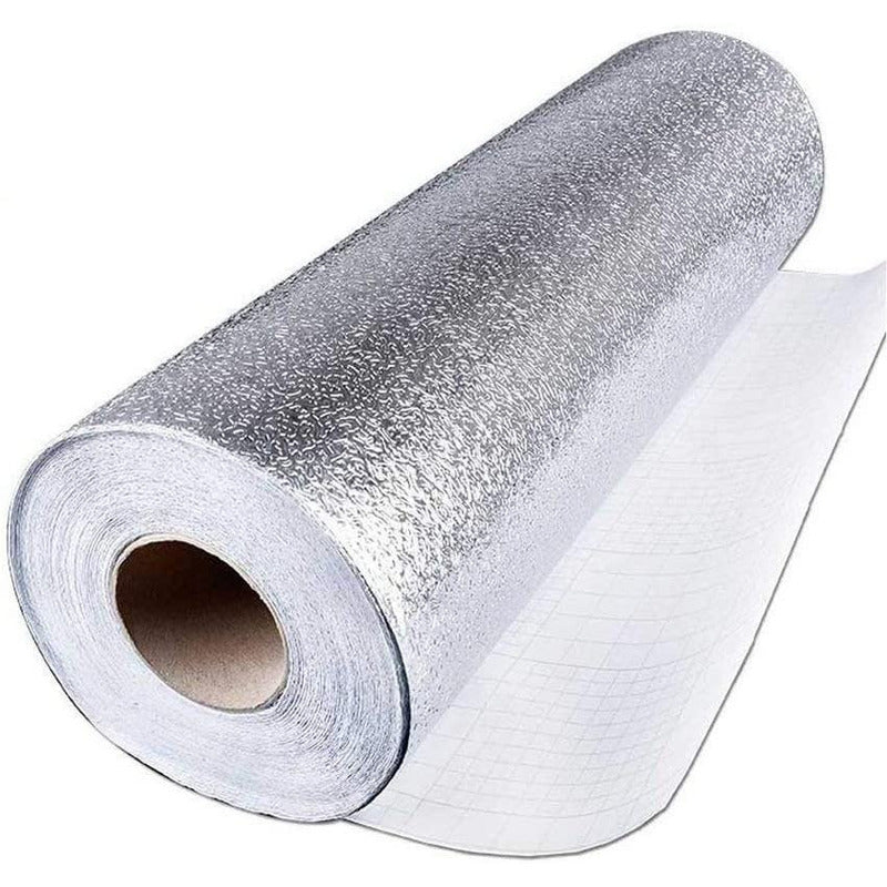 Papel Aluminio Autoadhesivo Papel Mural Cocina Laminas 3mts Gris Rollo 3mx40cm  120403