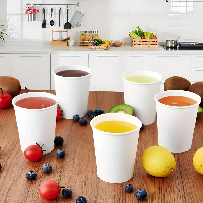 150 Vasos Para Cafe C/tapa+manga Vasos Polipapel 10oz/ 296ml Blanco / Vaso 10oz