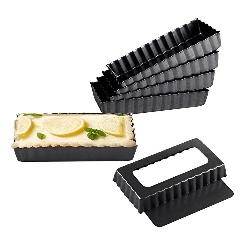 Pack X6 Moldes Desmontables Rectangular Molde Individual 12c Gris