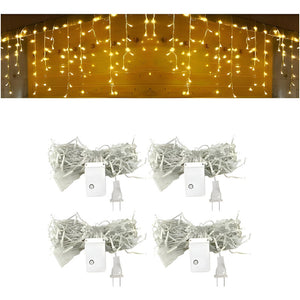 Set X4 Guirnalda De 100 Luces Led Cascadas Luces Exterior Amarillo