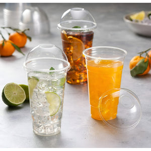 50 Vasos Desechables Vaso C/tapa Domo Sin Oyo 22oz/650ml
