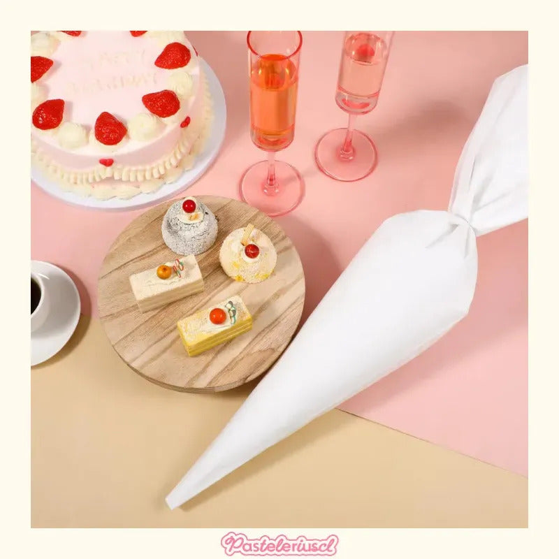 Pack X5 Manga Pastelera Profesional Tela Mangas De Tela 40cm Bolsas De Tela Reutilizables Para Decoración De Pasteles... Blanco