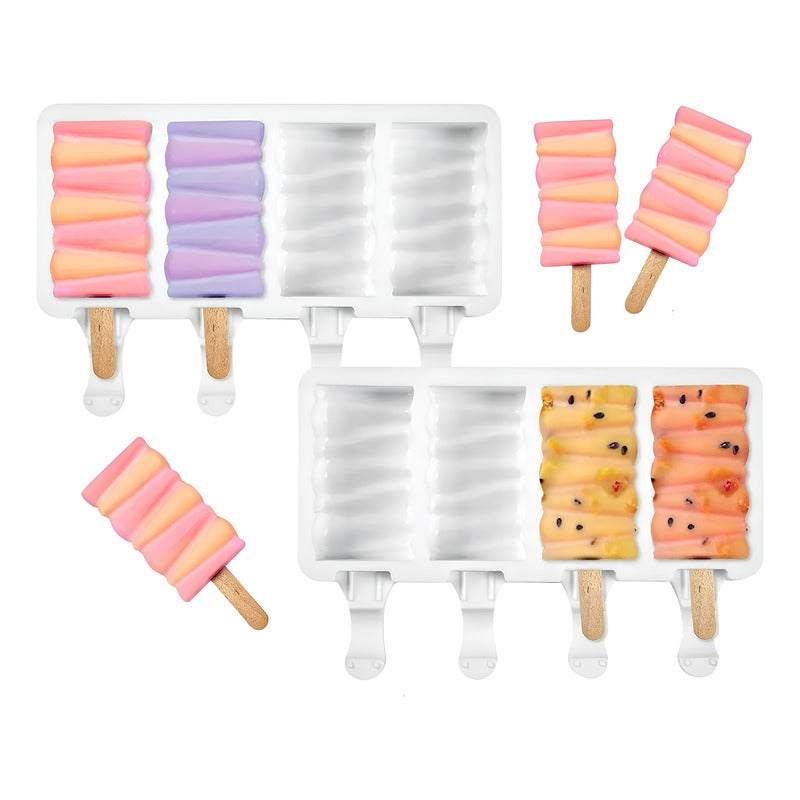 Pack X2 Moldes De Silicona Para Helados Molde Helado Pale419 Blanco