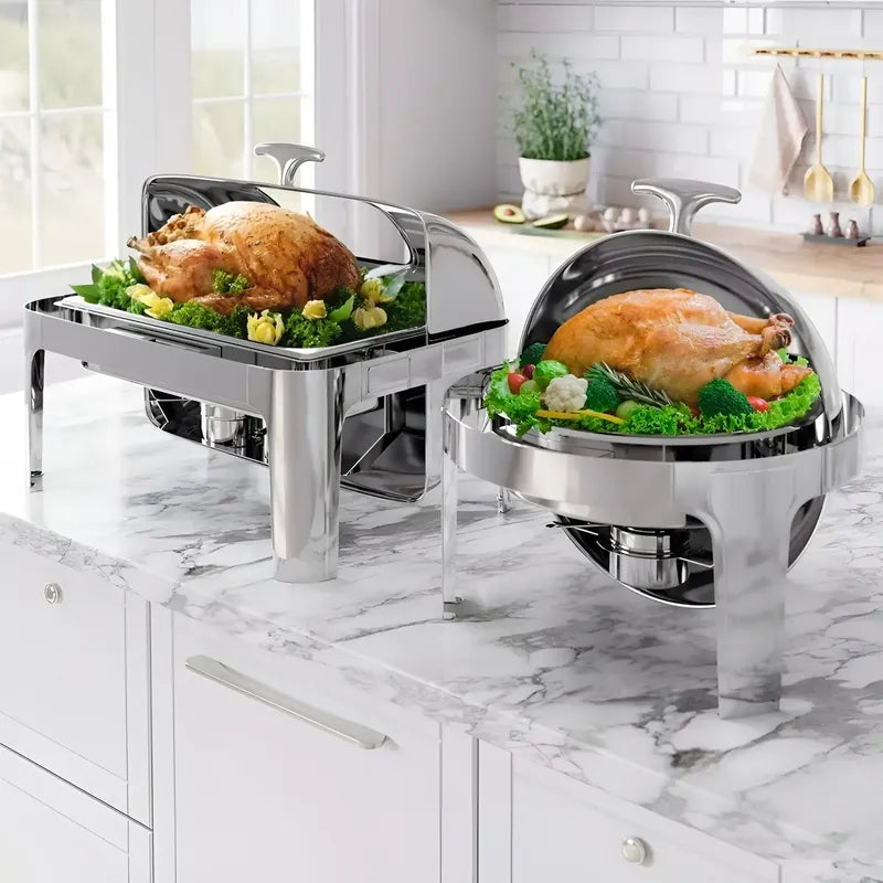 Chafing Dish Chafer Bufetera Buffet Vapor Chafer Redondo 5l Plateado
