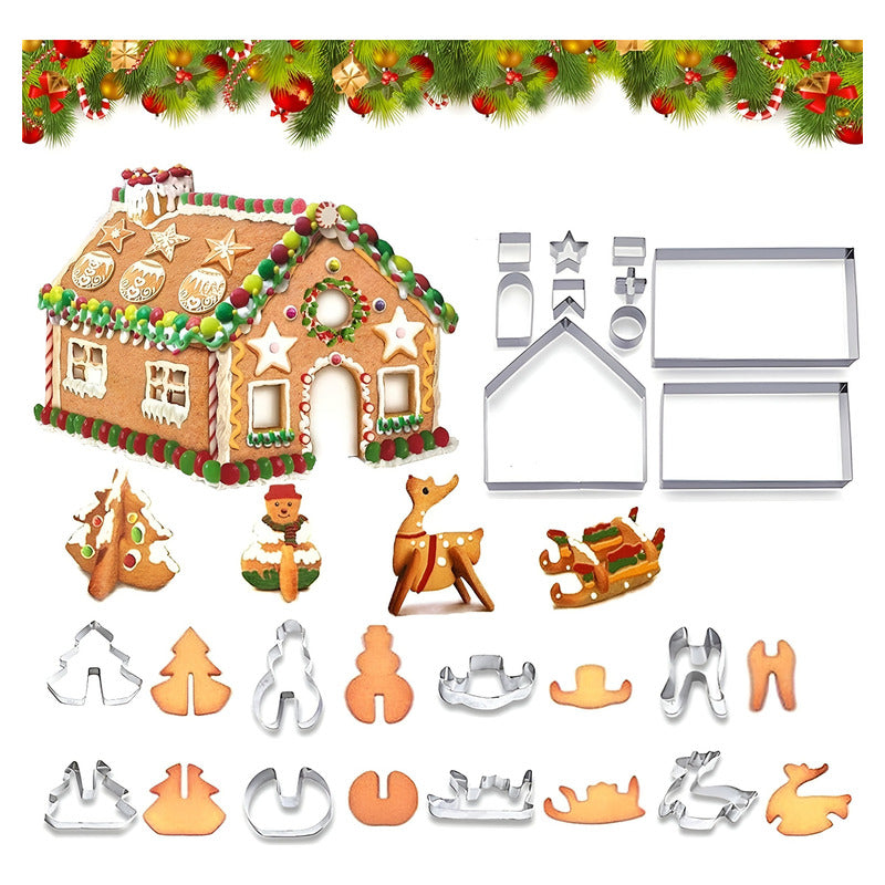 Molde Casa Galleta Navidad Cortadores De Galletas Navidad 3d Plateado