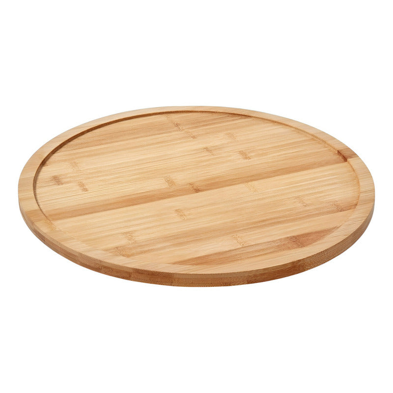 Bandeja Bambu Bandejas Para Servir Bandeja Redonda Mini 24cm Marrón Claro