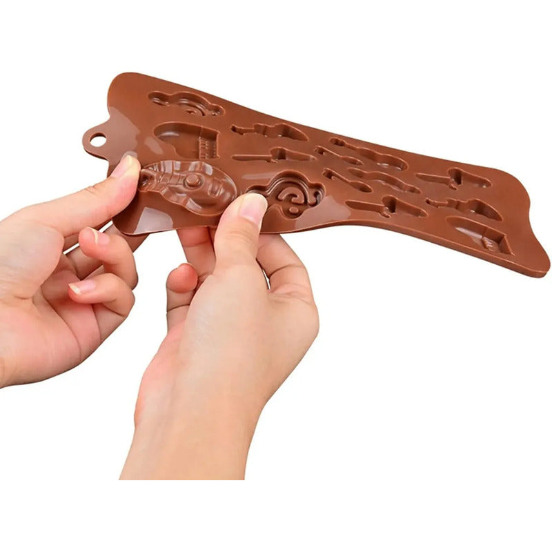 Moldes De Chocolate Moldes Silicona Chocolate Instrumentos Moldes De Silicona Flexibles Instrumentos Musicales Para... Marrón