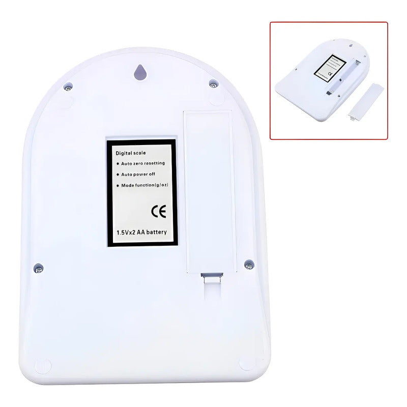 Balanza Pesa Digital Para Alimentos Cocina Chef Comercio Capacidad Máxima 10 Kg Color Blanco