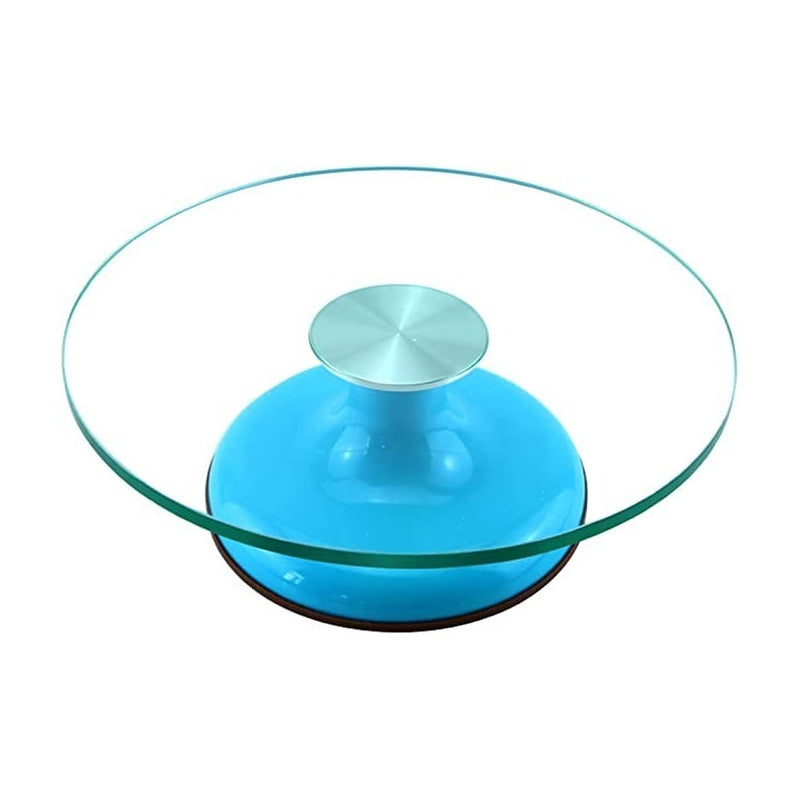 Base Giratoria Tortas Plato Giratorio Base Vidrio 30cm Azul