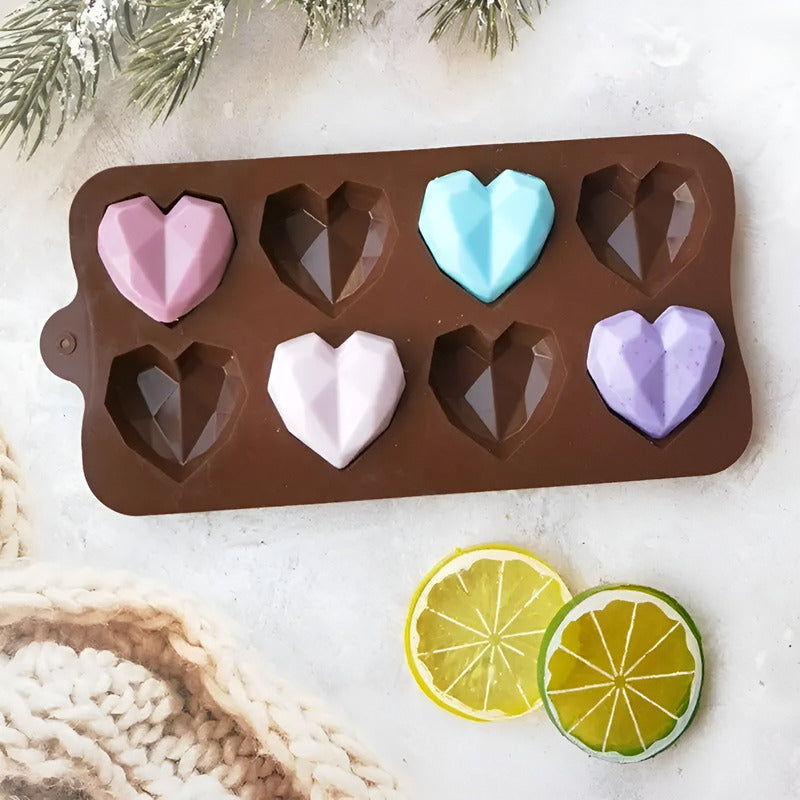 Molde Mini Corazon Diamante Molde Mini Corazón Geometrico 8 Marrón