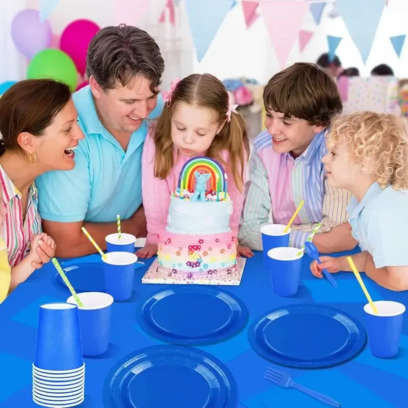 Vajilla De Cumpleaños Servilletas Decoracion Desechables 20p Celeste