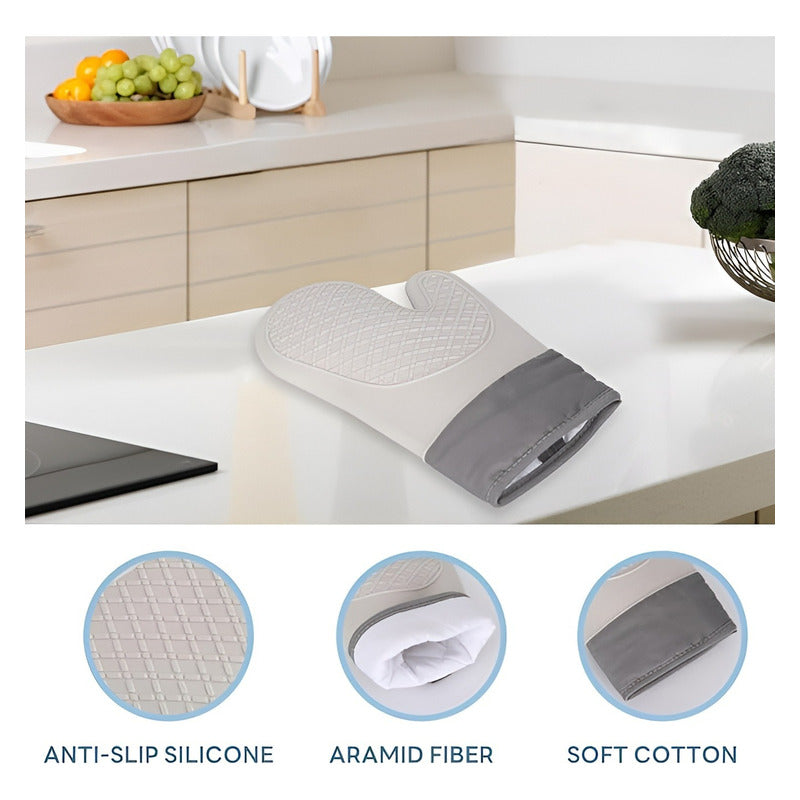 Guante Silicona Para Horno Toma Olla Guantes Cocina 27 Cm Gris Guantes Silicona 27cm