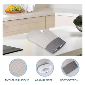 Pack X2 Guantes Silicona Para Horno Toma Olla Guante Cocina  Gris Guantes Silicona 27cm